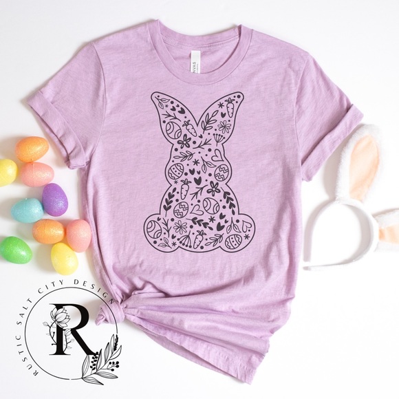 Women’s Easter Floral Bunny Tee - Picture 1 of 2